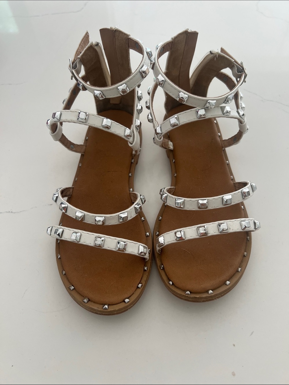 Tahari Girls Silver Studded Strappy Sandals